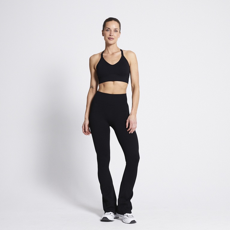 Flared training tights "Flare seamless" Black-Black